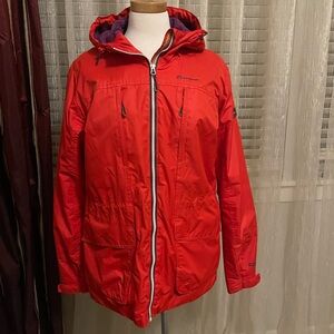 Outdoor Research Red Raincoat with Hood and Water-Resistant Finish